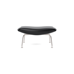 Fredericia Furniture Ox Skammel Hans J. Wegner (Primo 88 sort l�der / b�rstet krom)