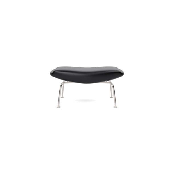 Fredericia Furniture Ox Skammel Hans J. Wegner (Primo 88 sort l�der / b�rstet krom)