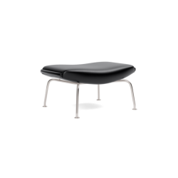 Fredericia Furniture Ox Skammel Hans J. Wegner (Primo 88 sort l�der / b�rstet krom)