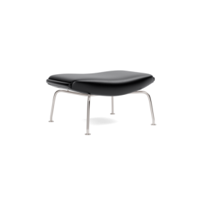 Fredericia Furniture Ox Skammel Hans J. Wegner (Primo 88 sort l�der / b�rstet krom)