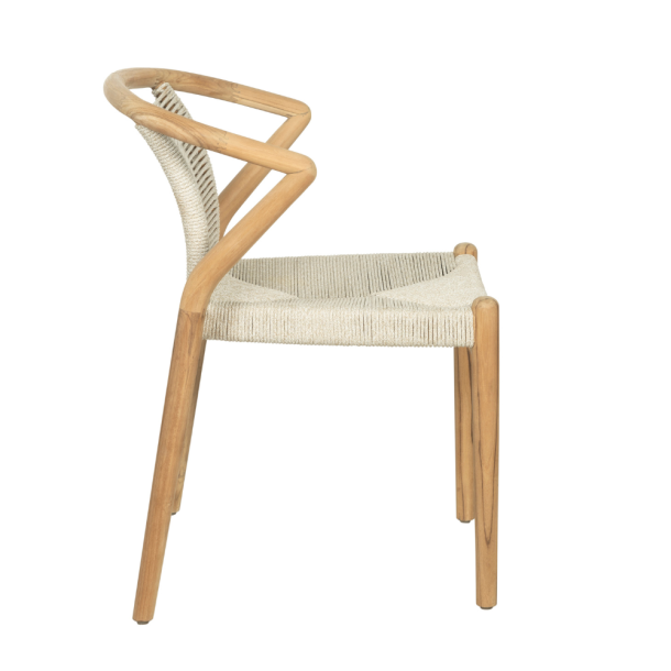NARA spisebordsstol i teak m. s�de og ryg i flet 