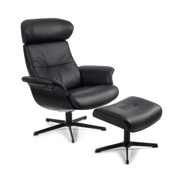 Conform Timeout stol med fodskammel Black edition