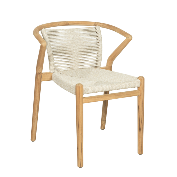 NARA spisebordsstol i teak m. s�de og ryg i flet 