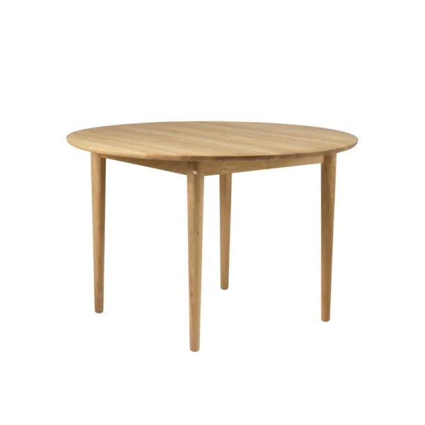 C62 Bj�rk spisebord i eg, 115 cm diameter