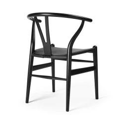 Carl Hansen &amp; S�n CH24P Y-stolen af Hans J. Wegner, sort eg m. Thor 301 l�ders�de