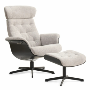 Conform Timeout l�nestol med fodskammel � sort eg & gr�t Mito stof