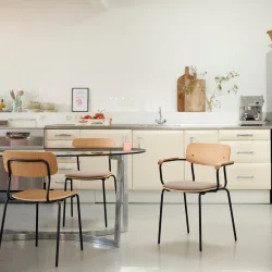 FDB M�bler J183 Holmen Stabelstol m. arml�n St�l Eg Taupe