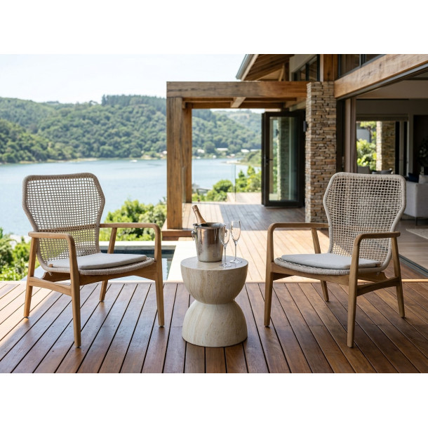 KNYSNA loungestol i teak m. flet 
