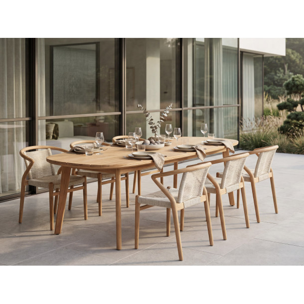 NARA spisebordsstol i teak m. s�de og ryg i flet 