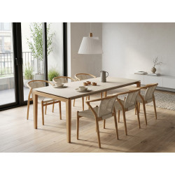 NARA spisebordsstol i teak m. s�de og ryg i flet 