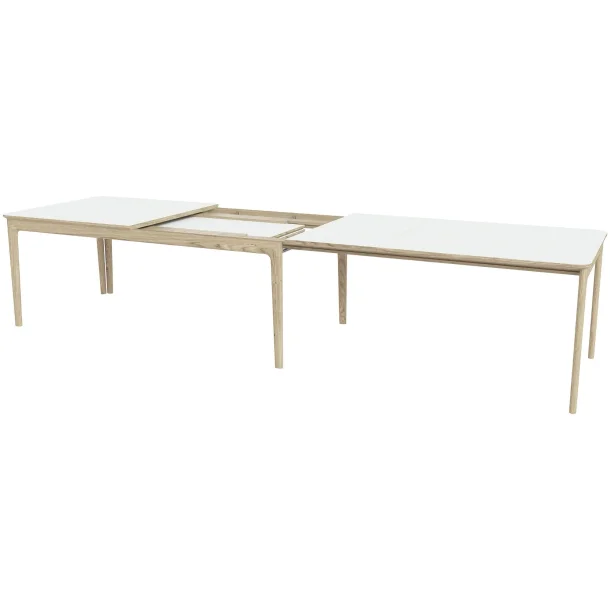 Skovby SM27 Spisebord inkl. 3 Till�gsplader - hvid laminat / hvidolieret eg