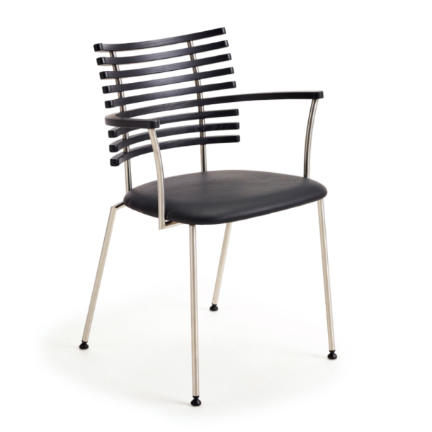 Naver Collection Tiger stol m. arml�n GM4106), Sortbejdset ask med sort l�ders�de