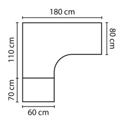 Slot Hjrne hve snkebord Corporate 180&times;180 cm, alu stel