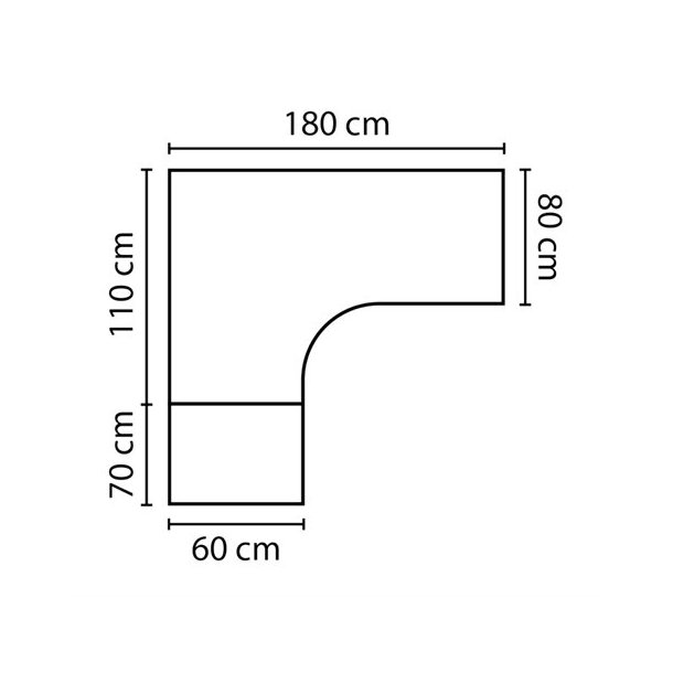 Slot Hjrne hve snkebord Corporate 180&times;180 cm, alu stel