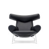 Fredericia Furniture Ox Chair i Sort Primo 88 L�der & B�rstet Krom af Hans J. Wegner