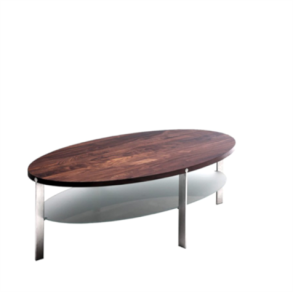 Naver Collection - AK 962 ovalt sofabord m. glashylde, 90x50 cm)