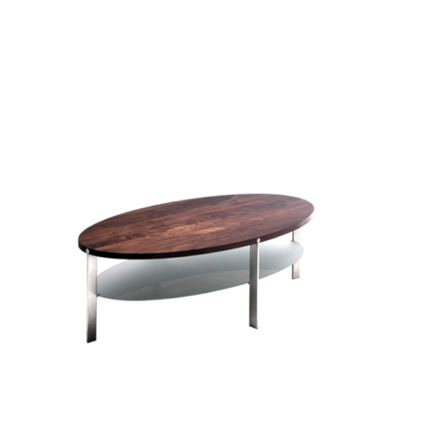 Naver Collection - AK 962 ovalt sofabord m. glashylde, 90x50 cm)