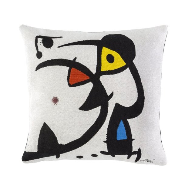 Poulin design Miro pude (8673), Deux personnages hant&eacute;s par un oiseau, 45x45 cm