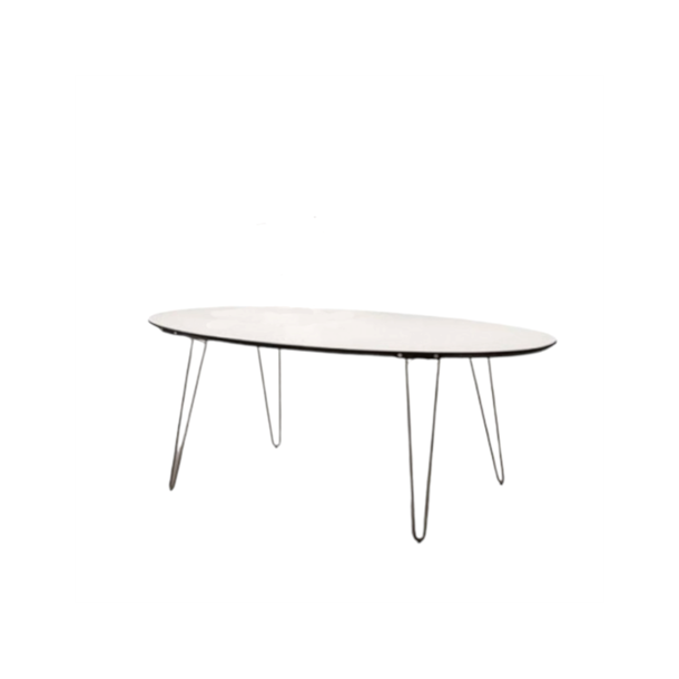 Naver Collection - GM 6643 ovalt spisebord med udtrk og hvid corian-top , 200x100 cm