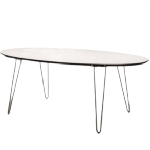 Naver Collection - GM 6653 ovalt spisebord med udtrk og hvid corian-top, 240x120 cm