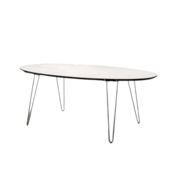 Naver Collection - GM 6653 ovalt spisebord med udtrk og hvid corian-top, 240x120 cm