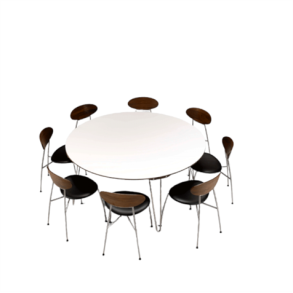 Naver Collection - GM 6673 rundt spisebord med udtrk og hvid corian-top, 120 cm diameter