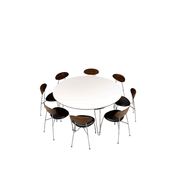 Naver Collection - GM 6673 rundt spisebord med udtrk og hvid corian-top, 120 cm diameter