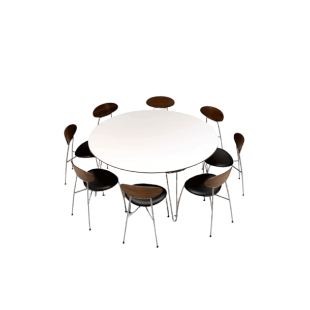 Naver Collection - GM 6683 rundt spisebord med udtrk og hvid corian-top, 140 cm diameter