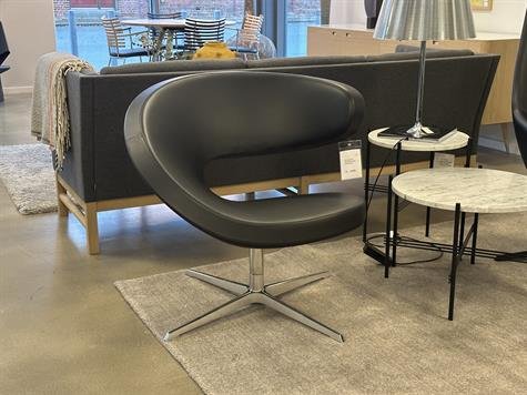 Varier Peel Club lnestol, Noir semi-anilinlder og kromstel