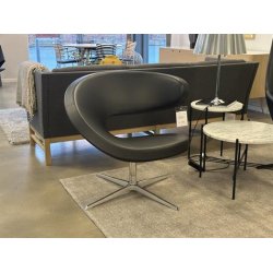 Varier Peel Club lnestol, Noir semi-anilinlder og kromstel