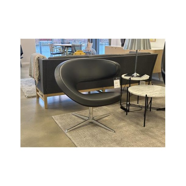 Varier Peel Club lnestol, Noir semi-anilinlder og kromstel