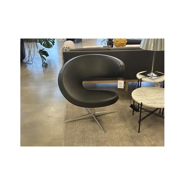 Varier Peel Club lnestol, Noir semi-anilinlder og kromstel