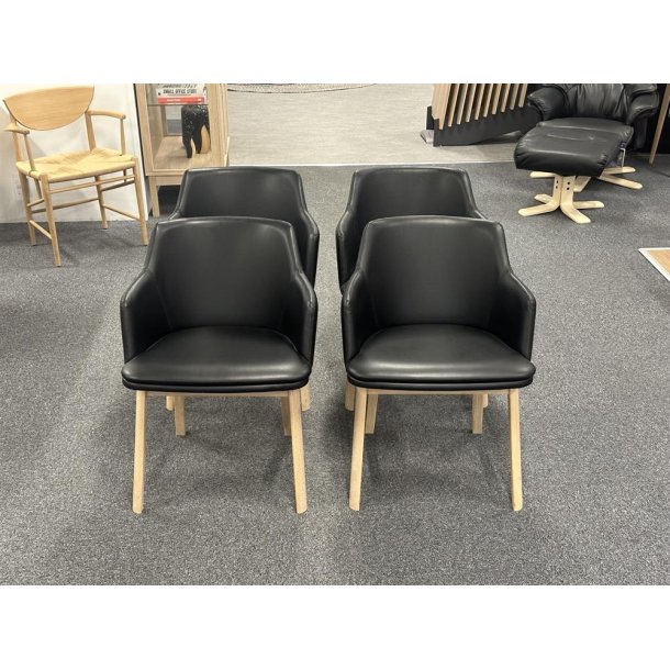 Skovby SM65 Spisebordsstole - Sort lder - Eg/hvidolie - 4 STK 