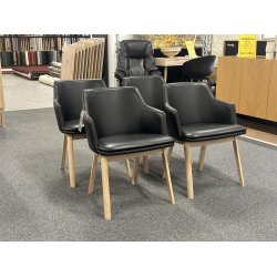 Skovby SM65 Spisebordsstole - Sort lder - Eg/hvidolie - 4 STK 