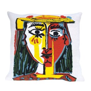 Poulin design Picasso pude (8451), Portrt af kvinde med hat, 45x45 cm