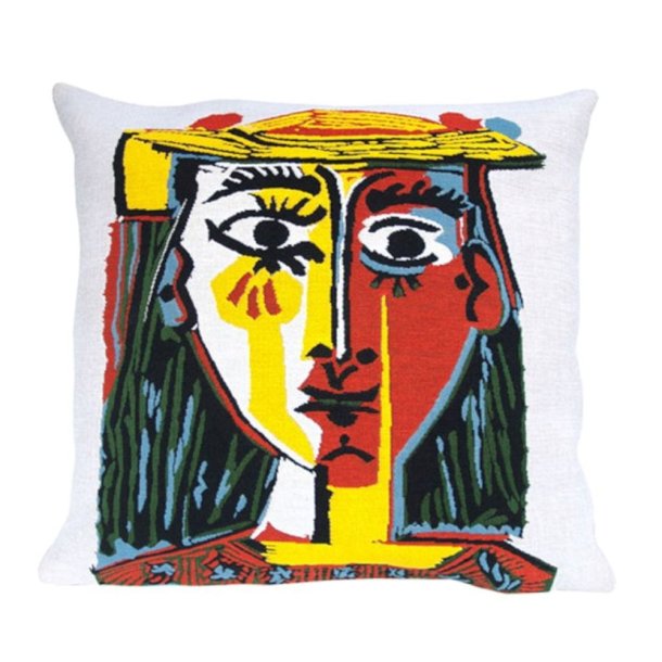 Poulin design Picasso pude (8451), Portrt af kvinde med hat, 45x45 cm