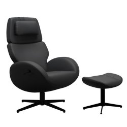 Brunstad Paz Hvilestol Med Drejestel - Lder - Inkl. Skammel