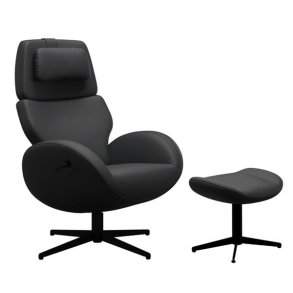 Brunstad Paz Hvilestol Med Drejestel - Lder - Inkl. Skammel