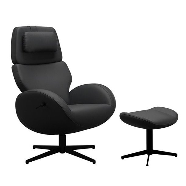 Brunstad Paz Hvilestol Med Drejestel - Lder - Inkl. Skammel