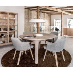 Skovby SM112 Eg massiv rundt spisebord inkl. 2 finer tillgsplader