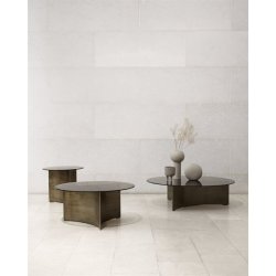 Wendelbo Arc sofabord - Messing stel - Brun glasplade